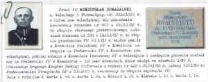 Fragment książki, w którym zawarta została monografia Mieczysława Domagalskiego, policjanta zamordowanego przez NKWD.